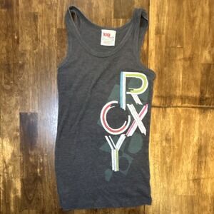 Vintage  ROXY Paradise Graphic Tank Top Gray Scoop Neck Women's Size S
